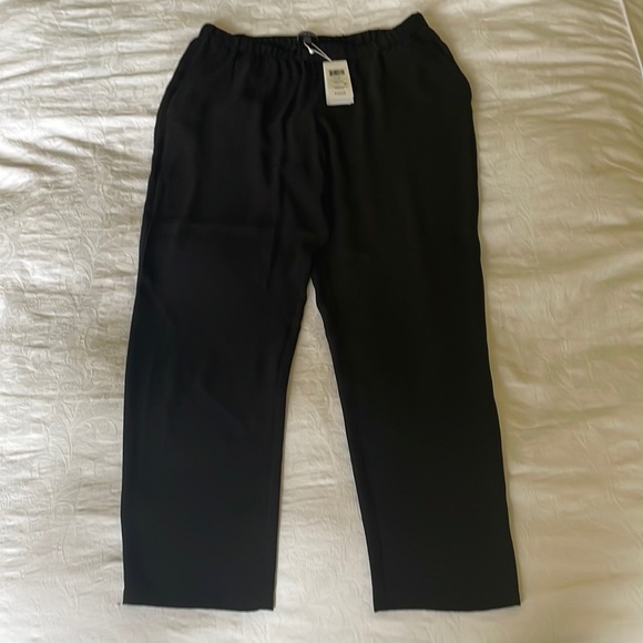 Eileen fisher NWT black silk crepe pants size Petite Medium - Picture 6 of 9